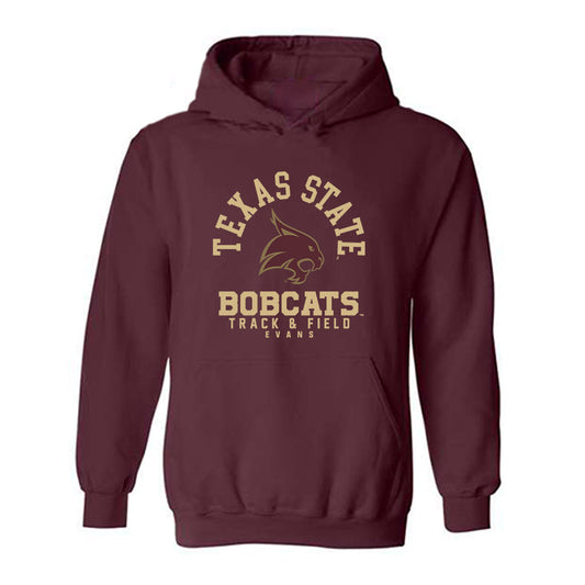 Texas State - NCAA Women's Track & Field : Kerrah Evans - Classic Fashion Shersey Hooded Sweatshirt-0