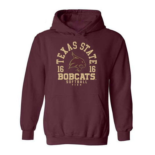 Texas State - NCAA Softball : Emily Fish - Classic Fashion Shersey Hooded Sweatshirt-0