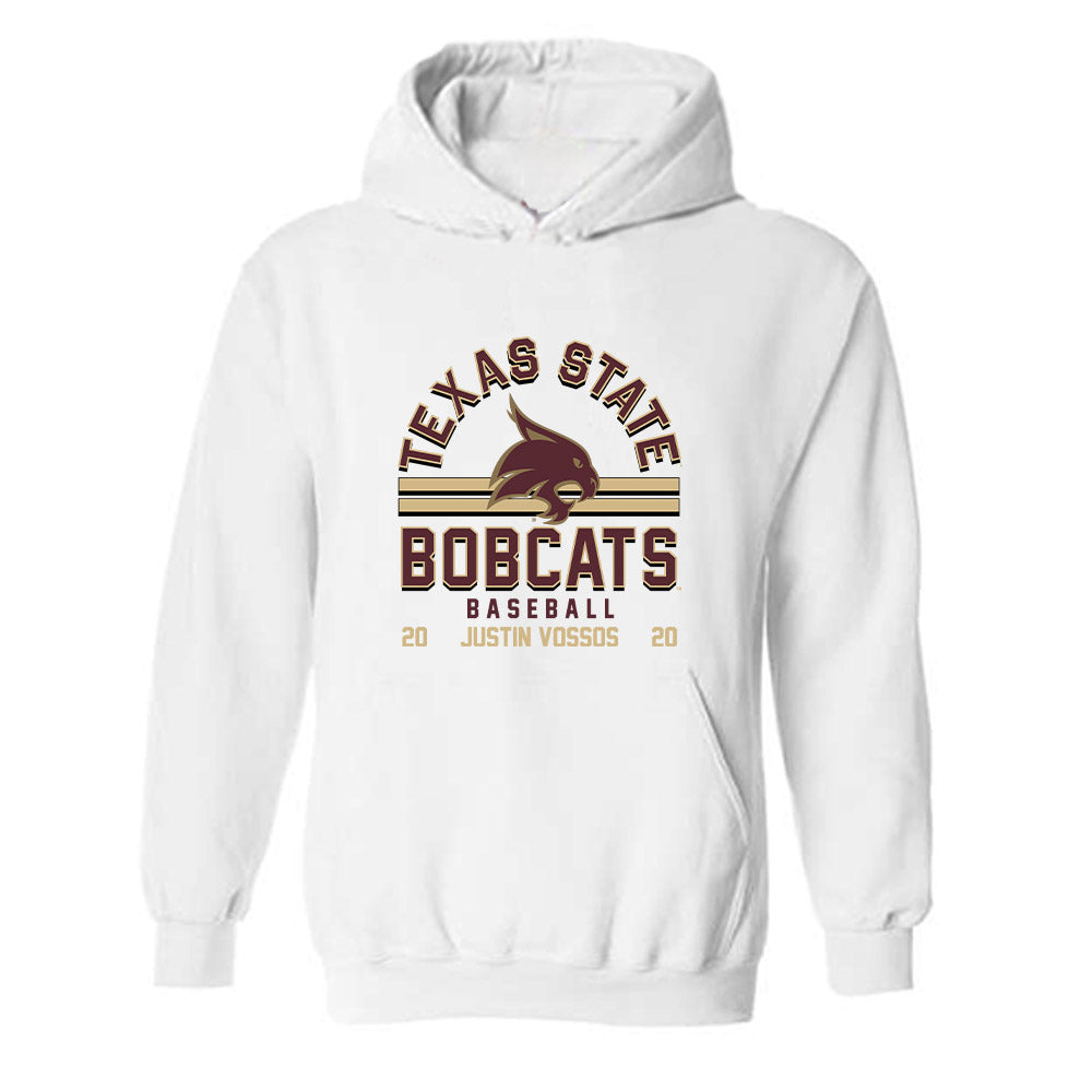 Texas State - NCAA Baseball : Justin Vossos - Classic Fashion Shersey Hooded Sweatshirt-0