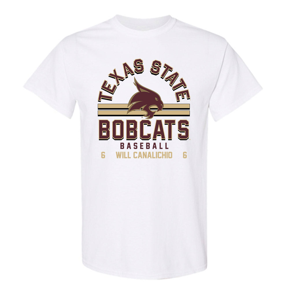 Texas State - NCAA Baseball : Will Canalichio - Classic Fashion Shersey T-Shirt-0