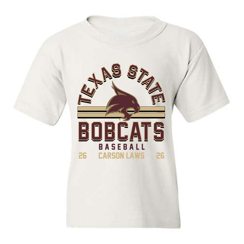 Texas State - NCAA Baseball : Carson Laws - Classic Fashion Shersey Youth T-Shirt-0