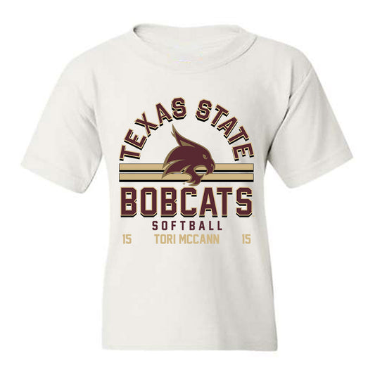 Texas State - NCAA Softball : Tori Mccann - Classic Fashion Shersey Youth T-Shirt-0