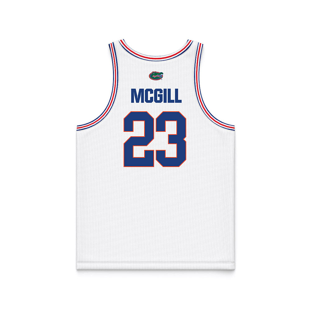 Florida - NCAA Women's Basketball : Alivia McGill - White Basketball Jersey