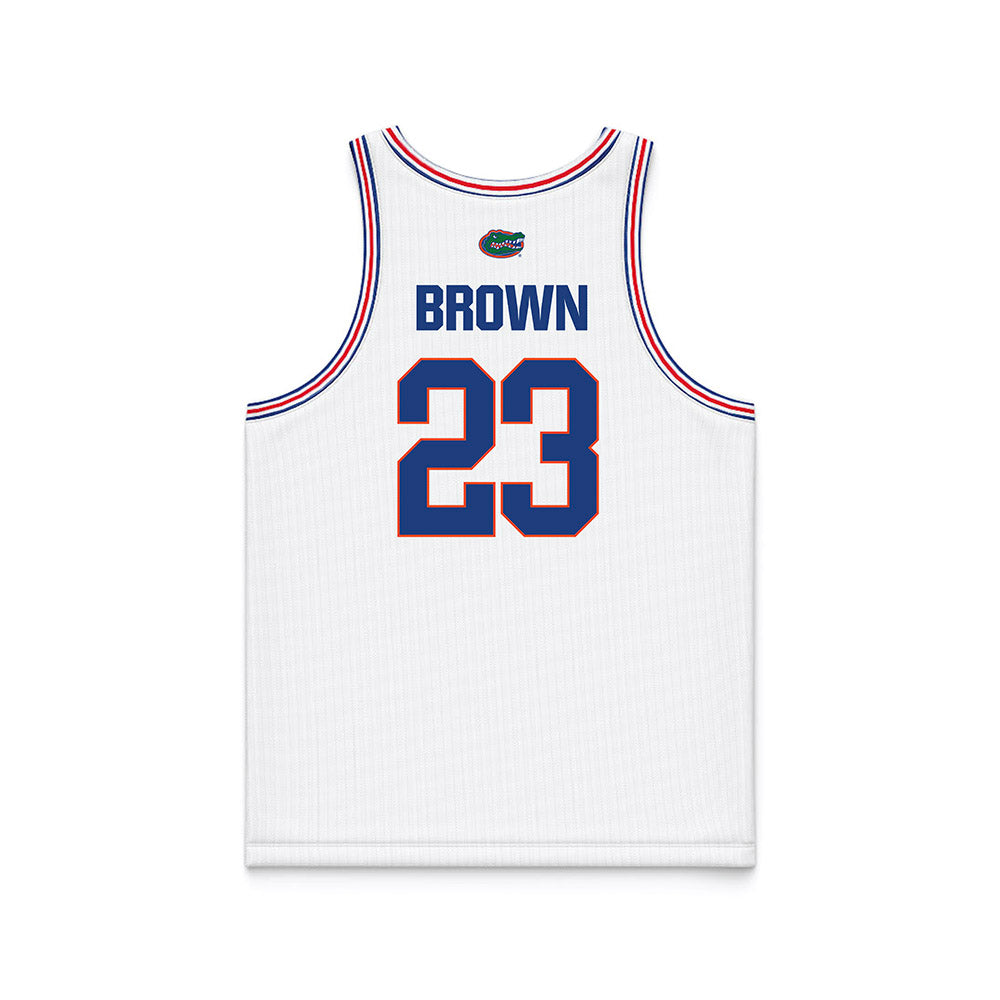 Florida - NCAA Men's Basketball : AJ Brown - White Basketball Jersey-1