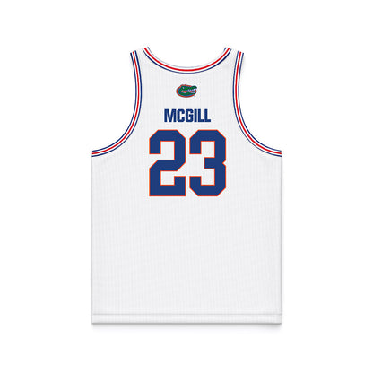 Florida - NCAA Women's Basketball : Alivia McGill - White Basketball Jersey