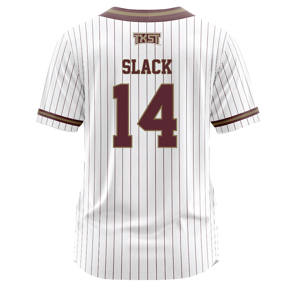 Texas State - NCAA Softball : Bailee Slack - White Pinstripe Jersey-1