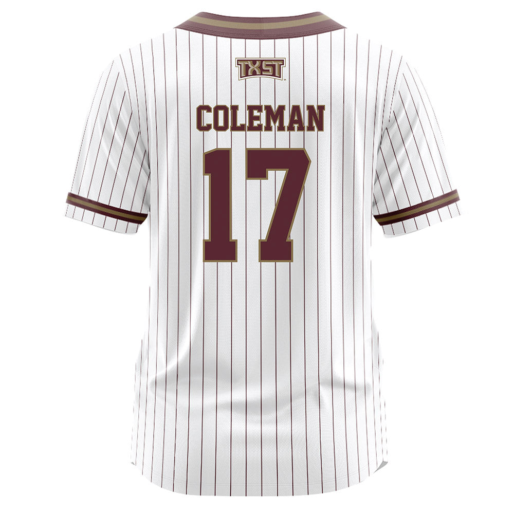 Texas State - NCAA Softball : Aiyana Coleman - White Pinstripe Jersey-1