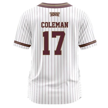 Texas State - NCAA Softball : Aiyana Coleman - White Pinstripe Jersey-1