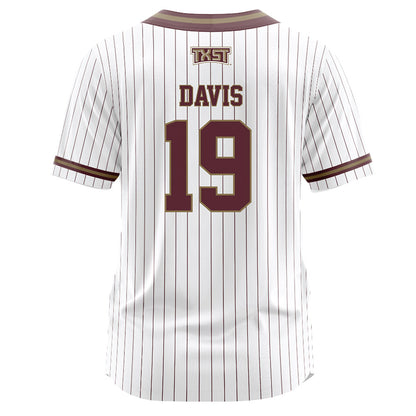 Texas State - NCAA Softball : Chesney Davis - White Pinstripe Jersey-1