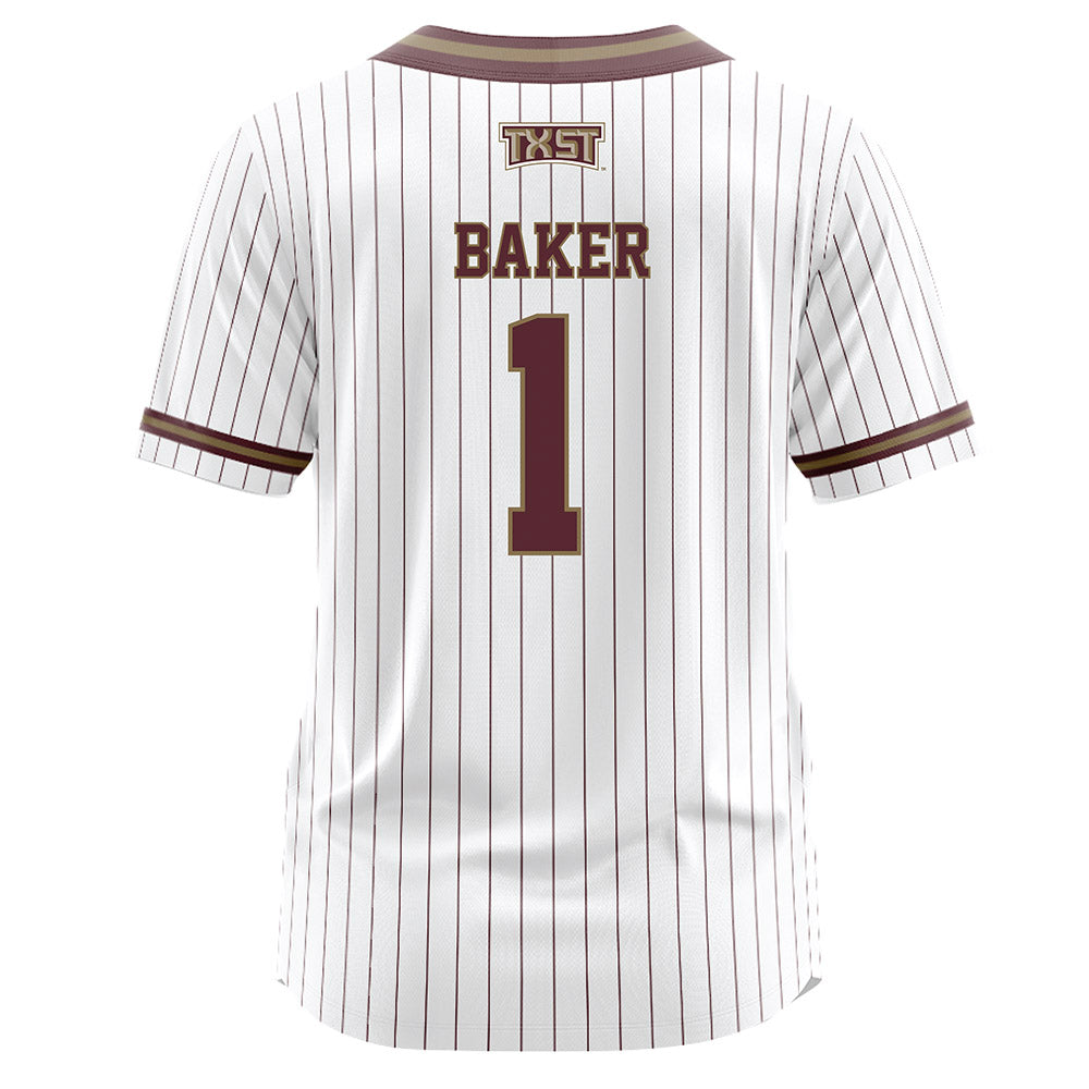 Texas State - NCAA Softball : Emilee Baker - White Pinstripe Jersey-1