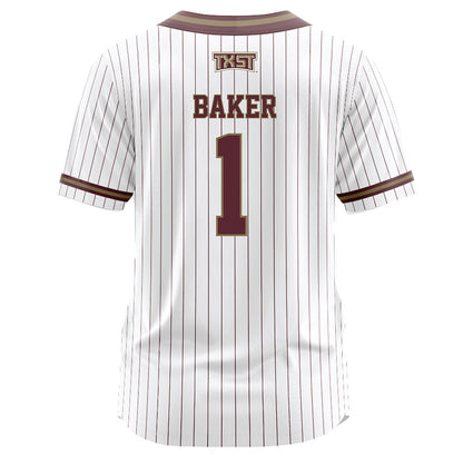 Texas State - NCAA Softball : Emilee Baker - White Pinstripe Jersey-1