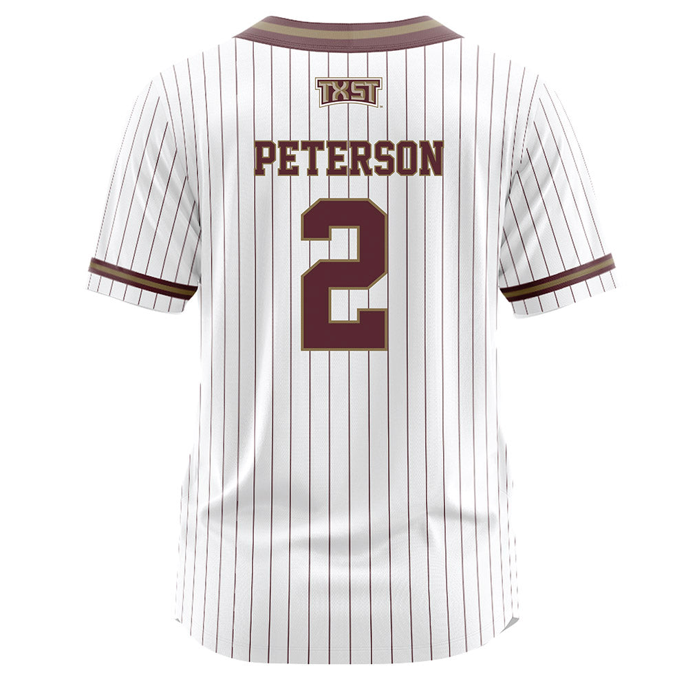 Texas State - NCAA Softball : Erin Peterson - White Pinstripe Jersey