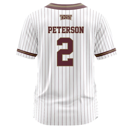 Texas State - NCAA Softball : Erin Peterson - White Pinstripe Jersey