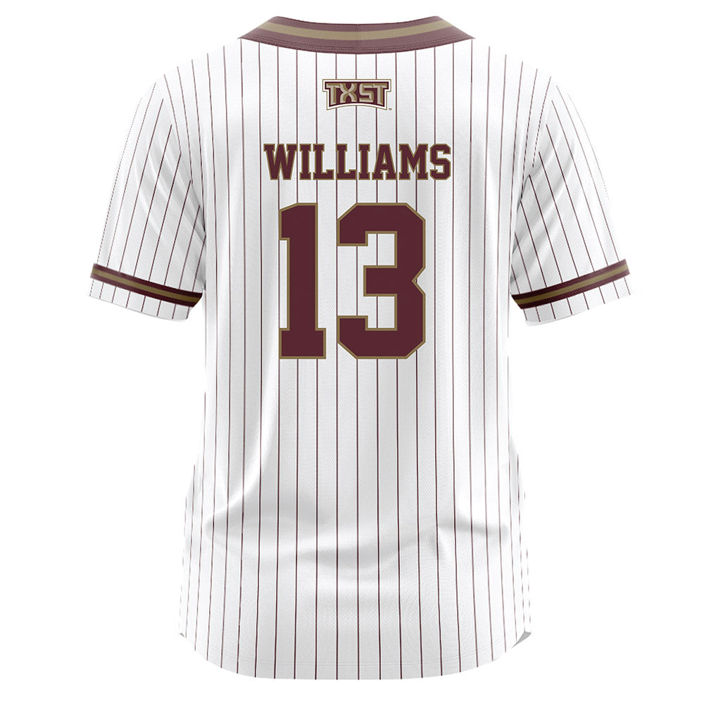 Texas State - NCAA Softball : Keely Williams - White Pinstripe Jersey