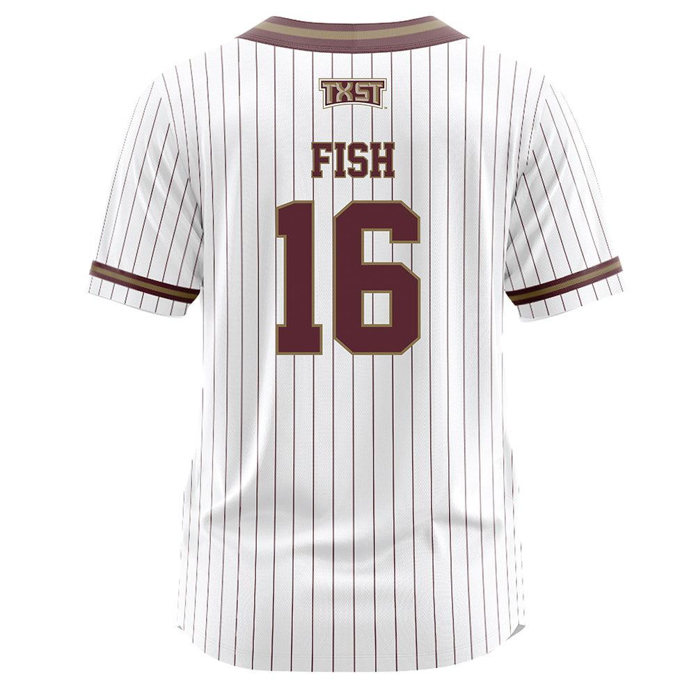 Texas State - NCAA Softball : Emily Fish - White Pinstripe Jersey