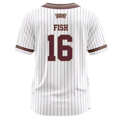 Texas State - NCAA Softball : Emily Fish - White Pinstripe Jersey