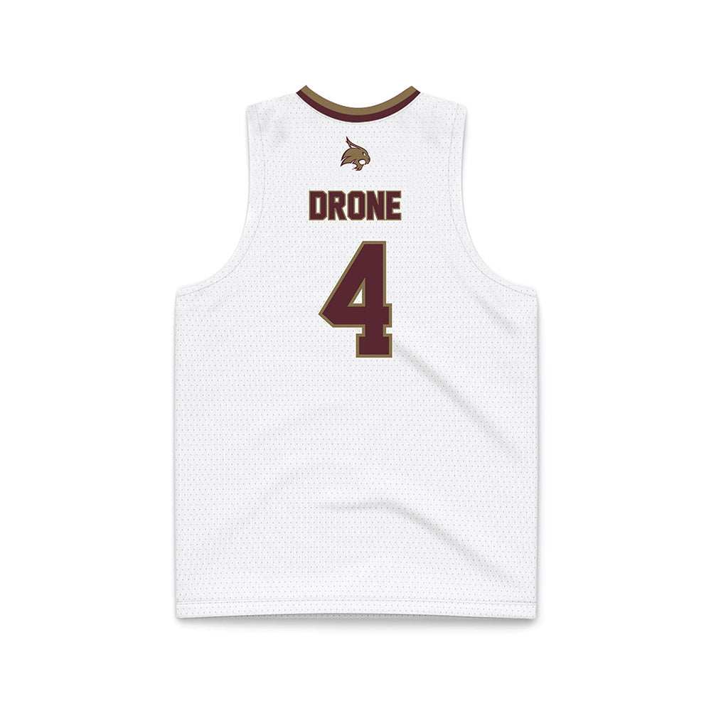 Texas State - NCAA Men's Basketball : Mark Drone - White Basketball Jersey