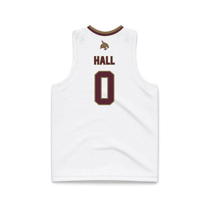 Texas State - NCAA Men's Basketball : Dj Hall - White Basketball Jersey-1