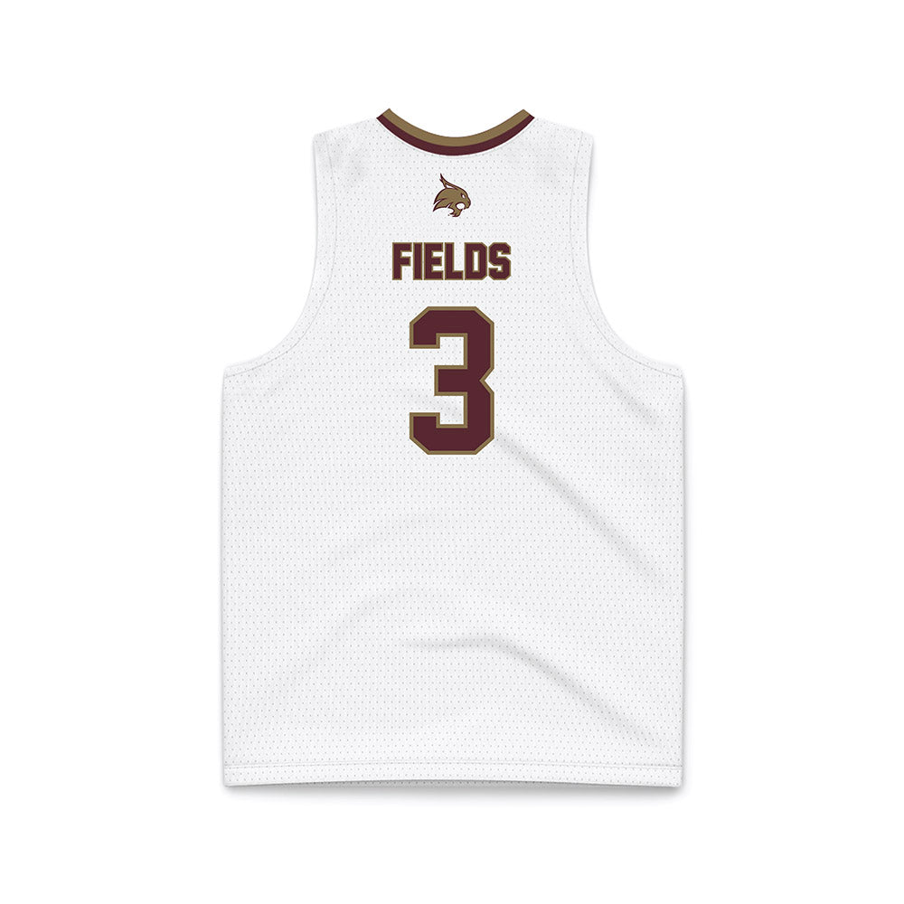 Texas State - NCAA Men's Basketball : Robert Fields - White Basketball Jersey-1