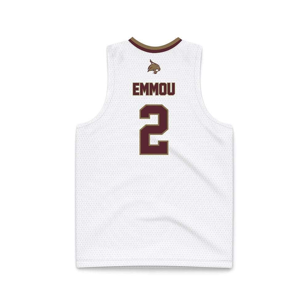 Texas State - NCAA Men's Basketball : Franck Emmou - White Basketball Jersey-1