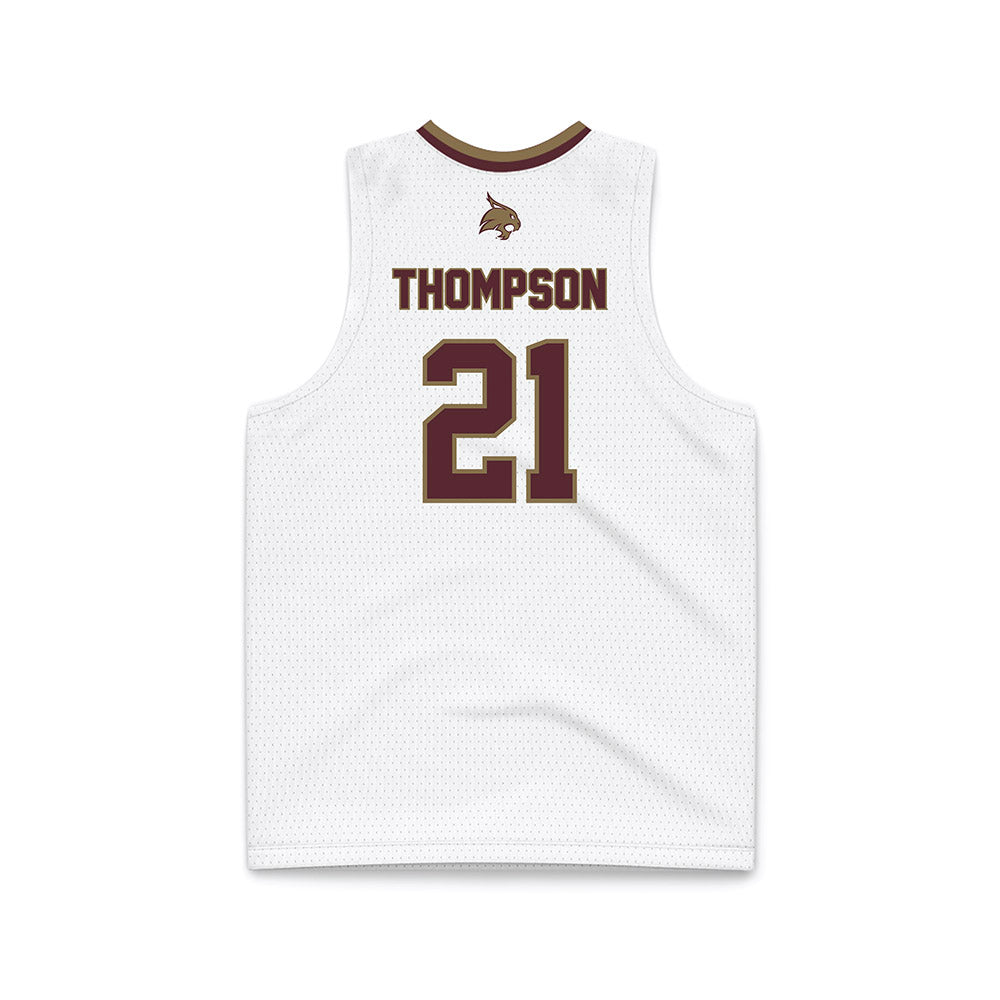 Texas State - NCAA Men's Basketball : Deke Thompson - White Basketball Jersey-1