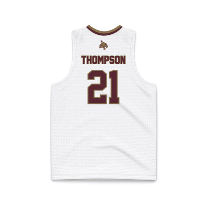 Texas State - NCAA Men's Basketball : Deke Thompson - White Basketball Jersey-1