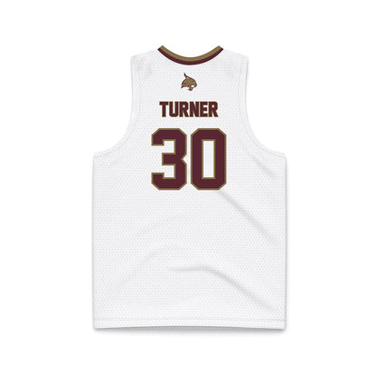 Texas State - NCAA Men's Basketball : Christian Turner - White Basketball Jersey-1