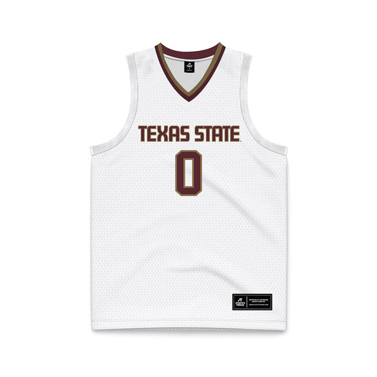 Texas State - NCAA Men's Basketball : Dj Hall - White Basketball Jersey-0