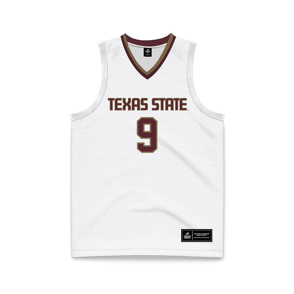 Texas State - NCAA Men's Basketball : Tylan Pope - White Basketball Jersey