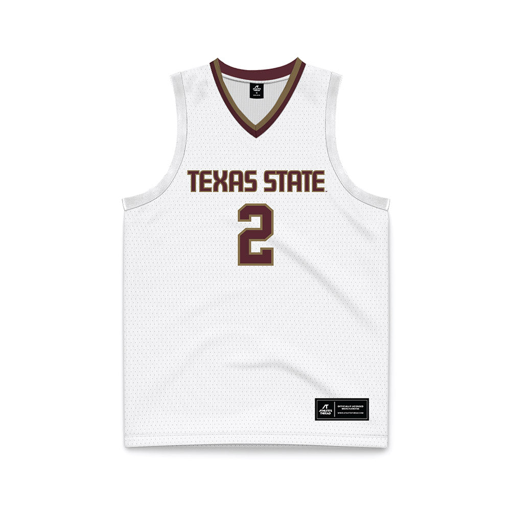 Texas State - NCAA Men's Basketball : Franck Emmou - White Basketball Jersey-0