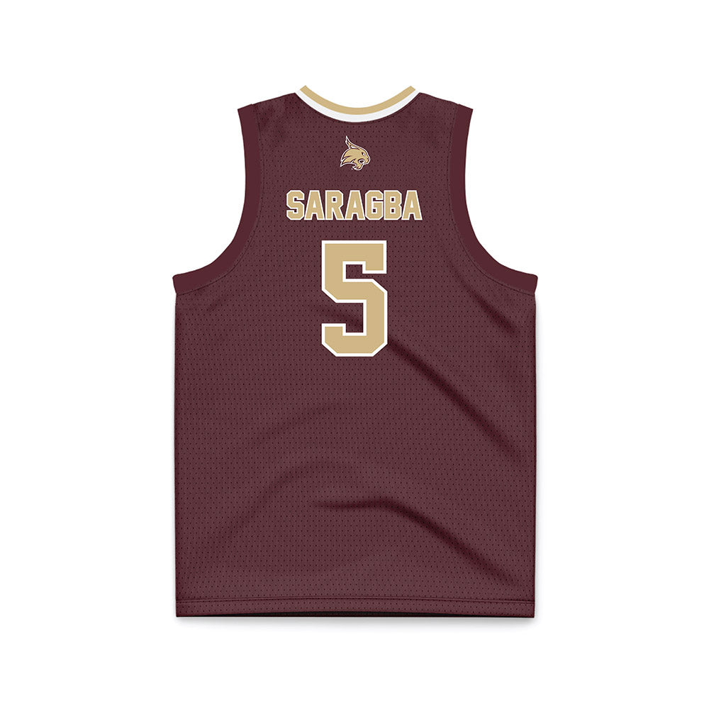 Texas State - NCAA Men's Basketball : Bessanty Saragba - Maroon Basketball Jersey-1