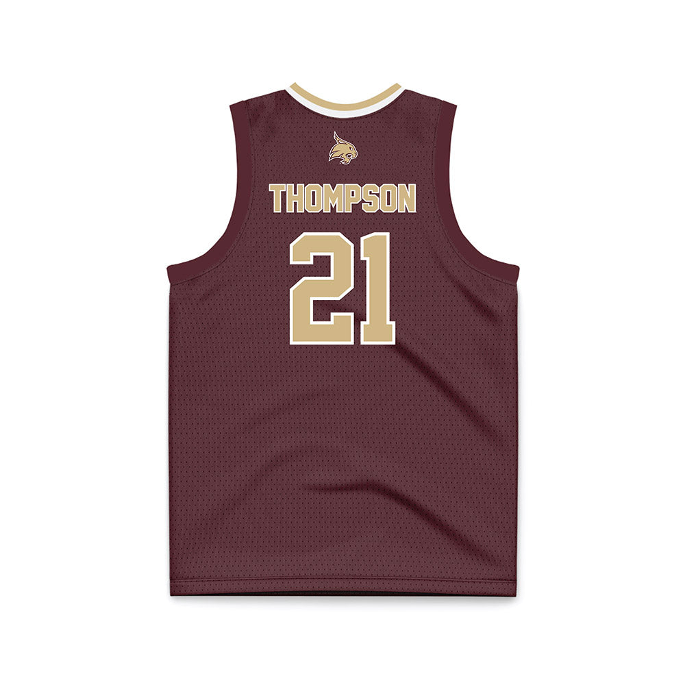 Texas State - NCAA Men's Basketball : Deke Thompson - Maroon Basketball Jersey-1