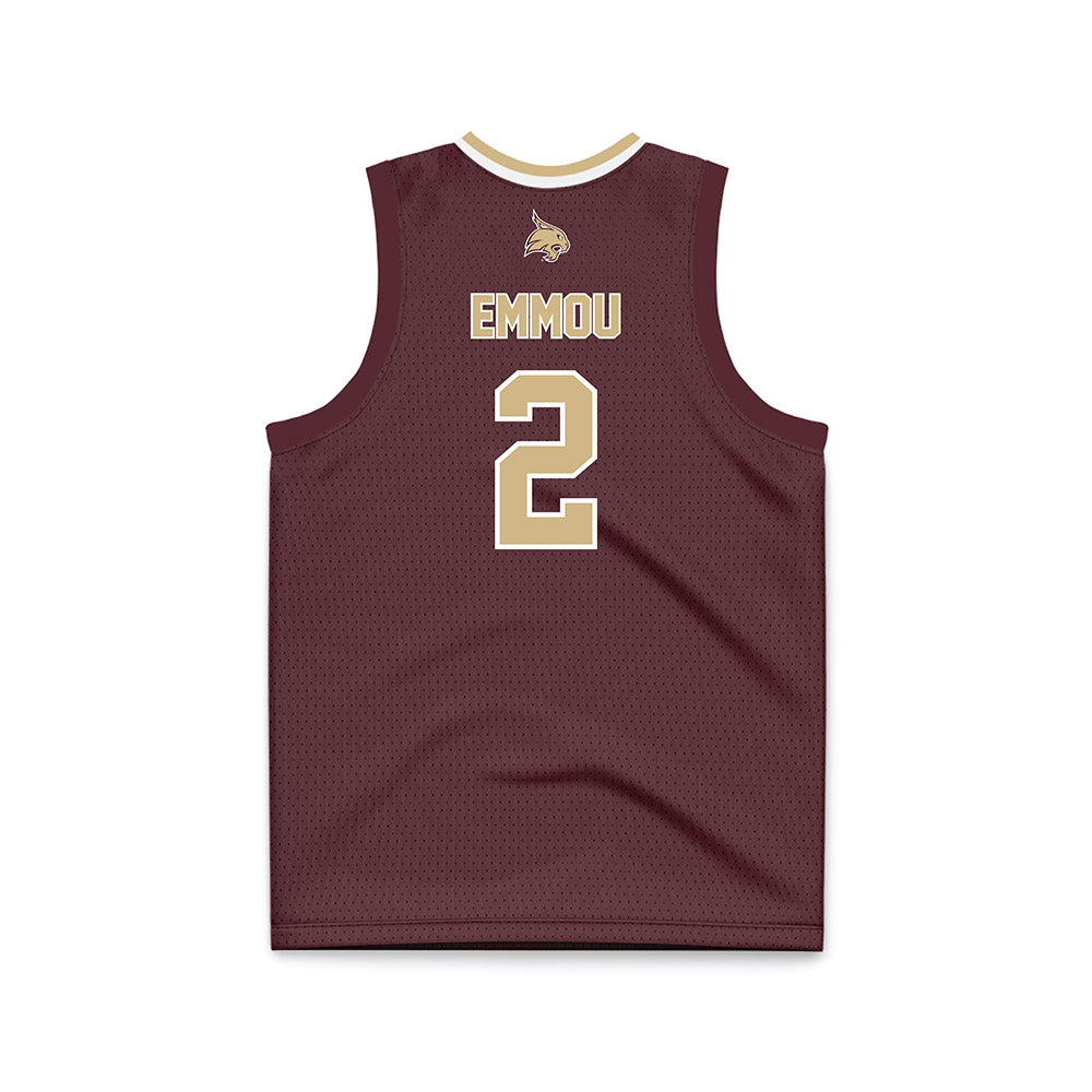 Texas State - NCAA Men's Basketball : Franck Emmou - Maroon Basketball Jersey-1