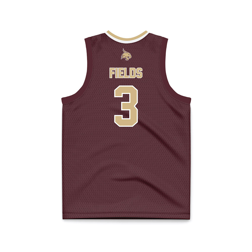 Texas State - NCAA Men's Basketball : Robert Fields - Maroon Basketball Jersey-1