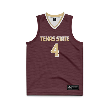 Texas State - NCAA Men's Basketball : Mark Drone - Maroon Basketball Jersey