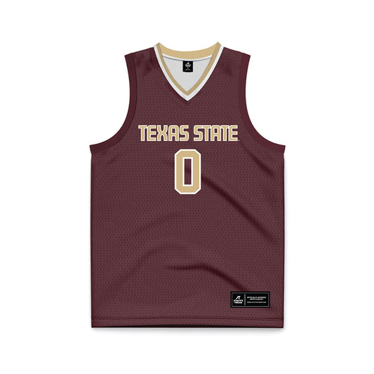 Texas State - NCAA Men's Basketball : Dj Hall - Maroon Basketball Jersey-0