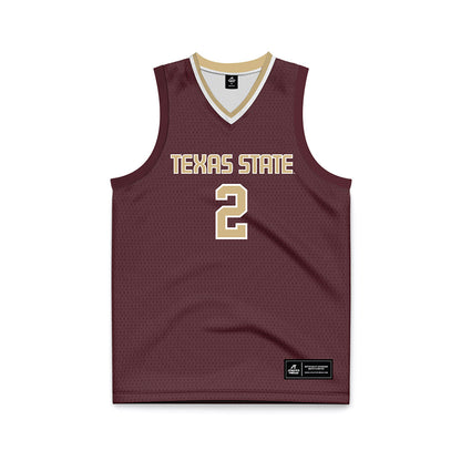 Texas State - NCAA Men's Basketball : Franck Emmou - Maroon Basketball Jersey-0