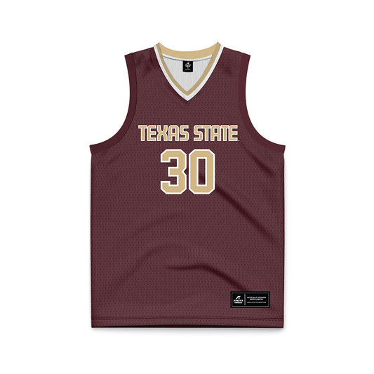 Texas State - NCAA Men's Basketball : Christian Turner - Maroon Basketball Jersey-0