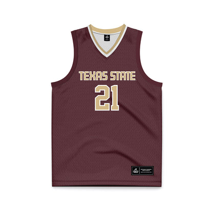 Texas State - NCAA Men's Basketball : Deke Thompson - Maroon Basketball Jersey-0