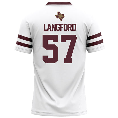 Texas State - NCAA Football : Ian Langford - White Football Jersey-1