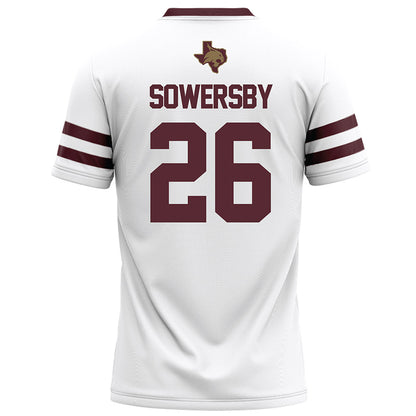 Texas State - NCAA Football : Bradley Sowersby - White Football Jersey-1