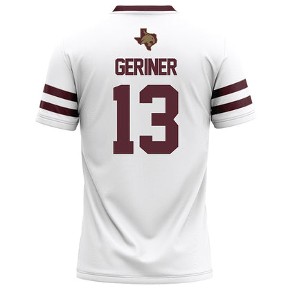 Texas State - NCAA Football : Holden Geriner - White Football Jersey-1