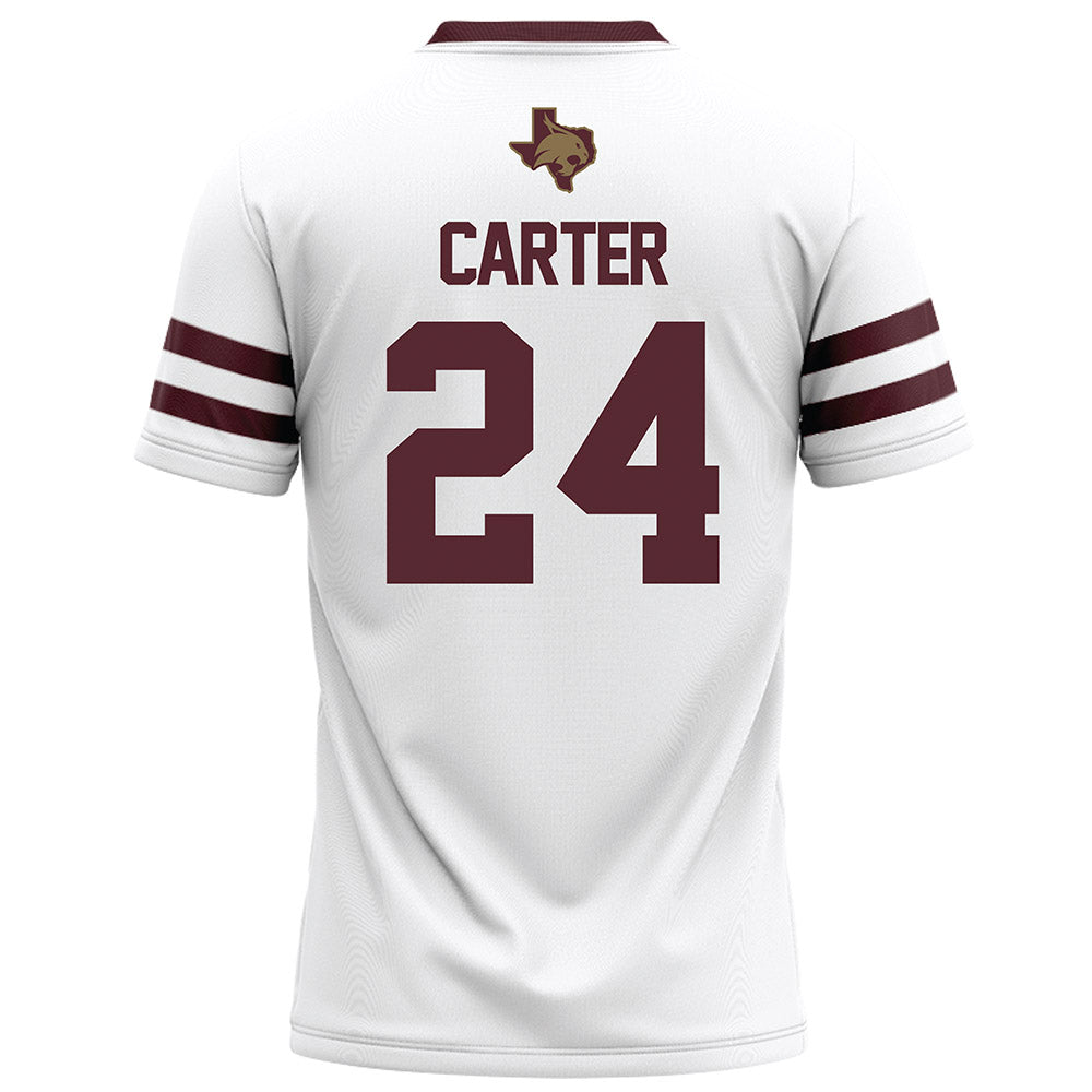 Texas State - NCAA Football : Caleb Carter - White Football Jersey-1