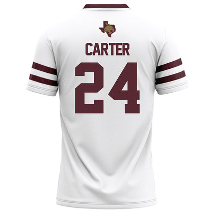 Texas State - NCAA Football : Caleb Carter - White Football Jersey-1