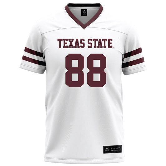 Texas State - NCAA Football : Jordan sanders - White Football Jersey-0