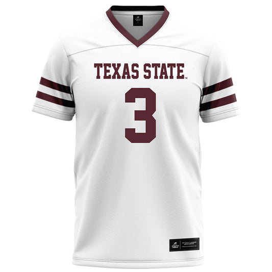 Texas State - NCAA Football : Michael Boudoin III - White Football Jersey-0