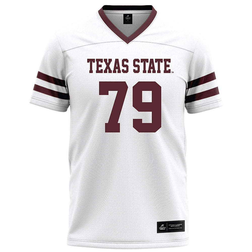 Texas State - NCAA Football : Alan Grimme - White Football Jersey-0