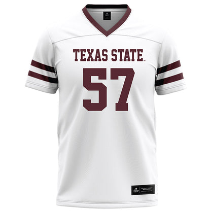 Texas State - NCAA Football : Ian Langford - White Football Jersey-0