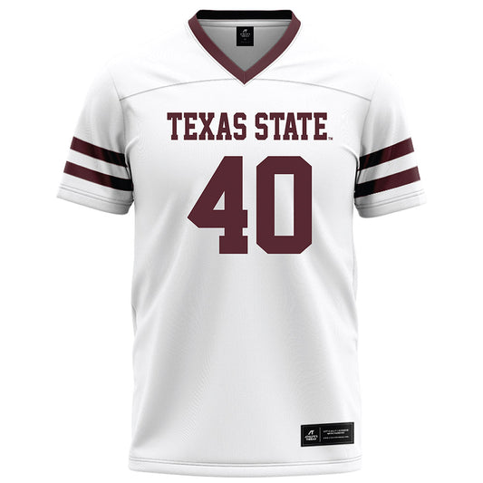 Texas State - NCAA Football : Lars Rau - White Football Jersey