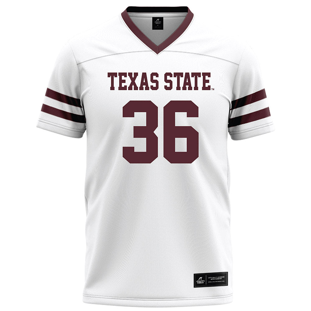 Texas State - NCAA Football : Greg Gipson - White Football Jersey-0